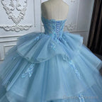 Quinceanera Dress Romantic Princess Sleeveless Quinceanera Dresses Ruffle Strapless Sequins Ball Gown