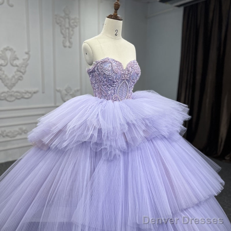Quinceanera Dress  Strapless Ball Gown Crystal  Lavender Secondary image