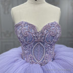Quinceanera Dress  Strapless Ball Gown Crystal  Lavender