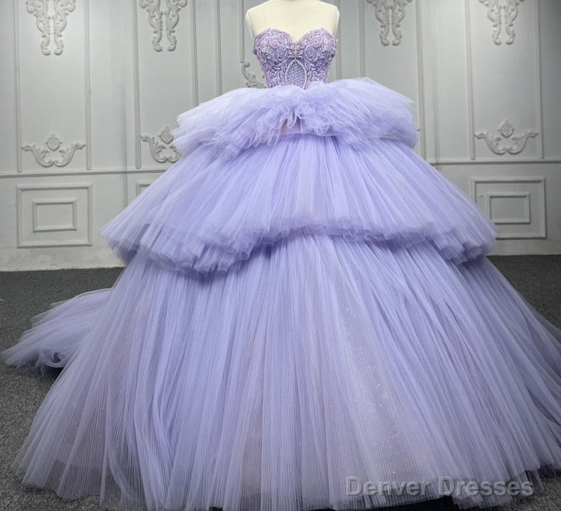 Quinceanera Dress  Strapless Ball Gown Crystal  Lavender Main image