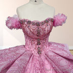 Quinceanera Dress With Sequins Off the Shoulder Chapel Train