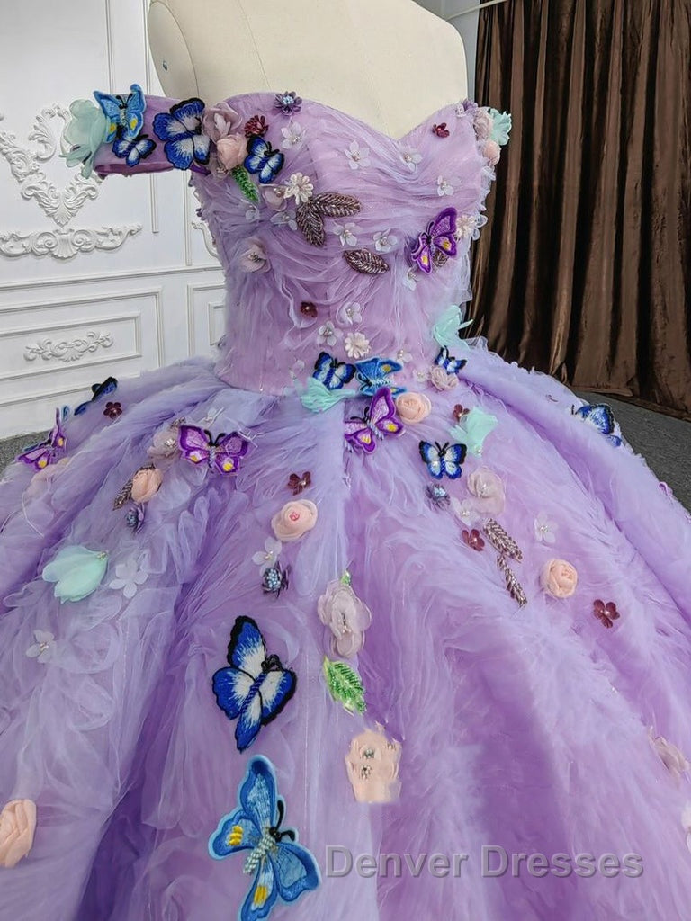 Quinceanera Dress Off the Shoulder Party Dress Sweetheart Neck Lavender Tulle Ball Gown Secondary image