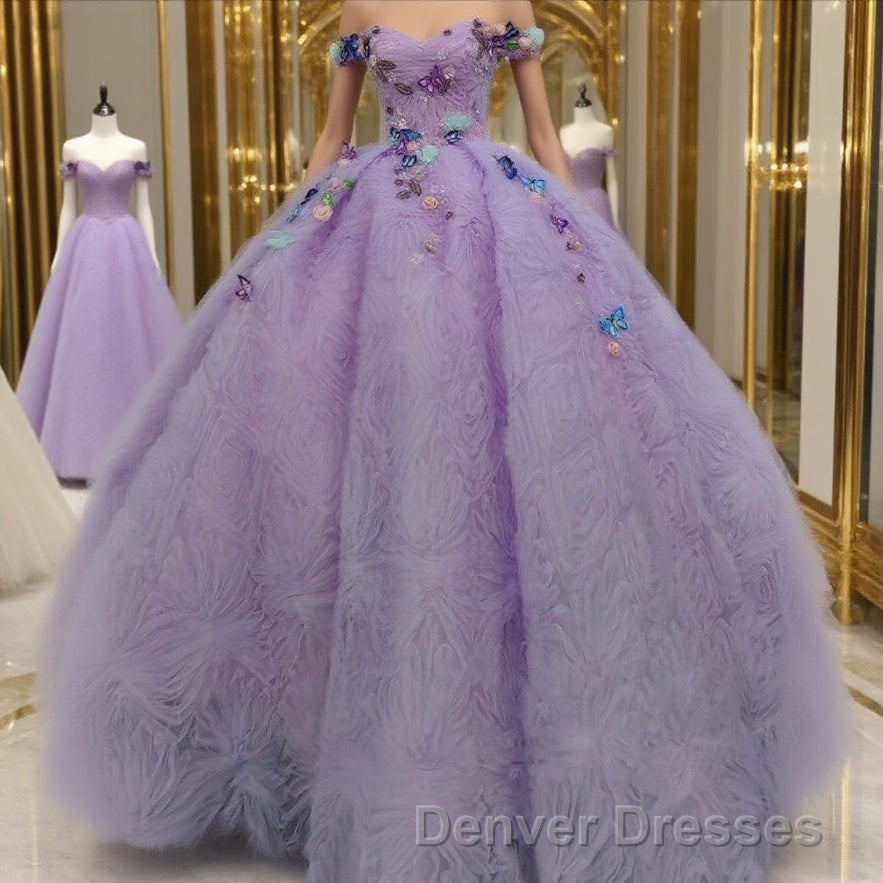 Quinceanera Dress Off the Shoulder Party Dress Sweetheart Neck Lavender Tulle Ball Gown Main image