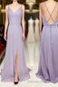 Double Straps Light Purple A-line Long Bridesmaid Dress