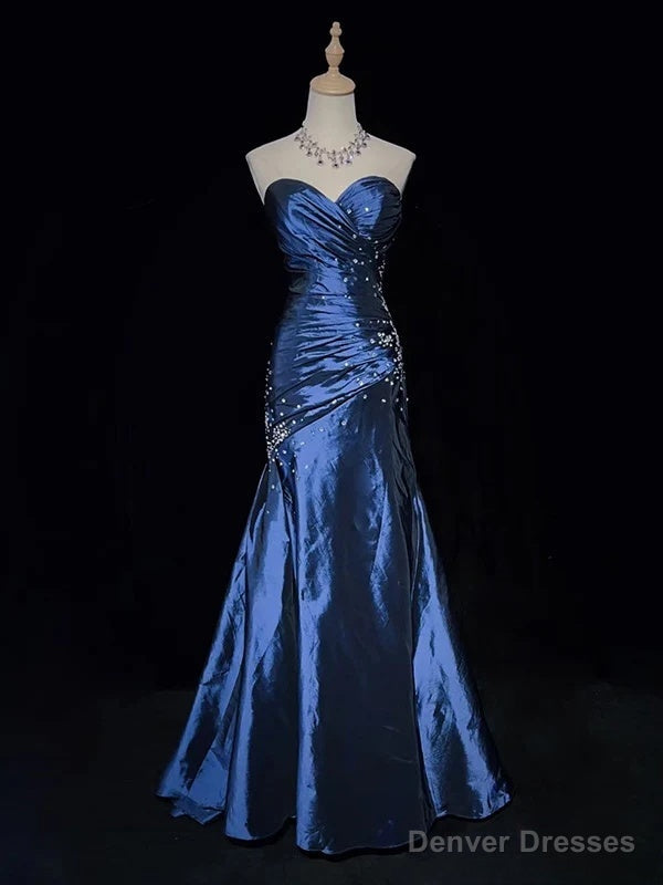 Sexy Sweetheart Sleeveless Mermaid Satin Long Prom Dresses For Party Online