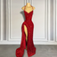 Real Sample Sexy High Slit Halter Sleeveless Sparkly Red Sequined Black Girls Long Prom Dress