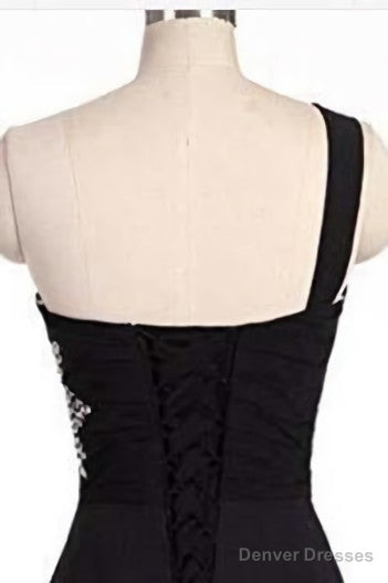 Red and Black One Shoulder Chiffon Beaded Homecoming Dress, Gradient Short Prom Dress Secondary image