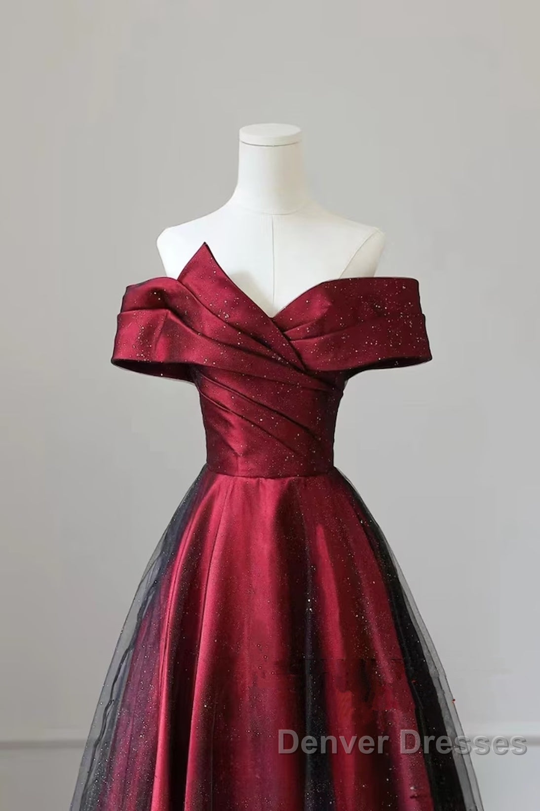 Red And Black Satin Party Dress Prom Dress, A-Line Satin Evening Dress Secondary image