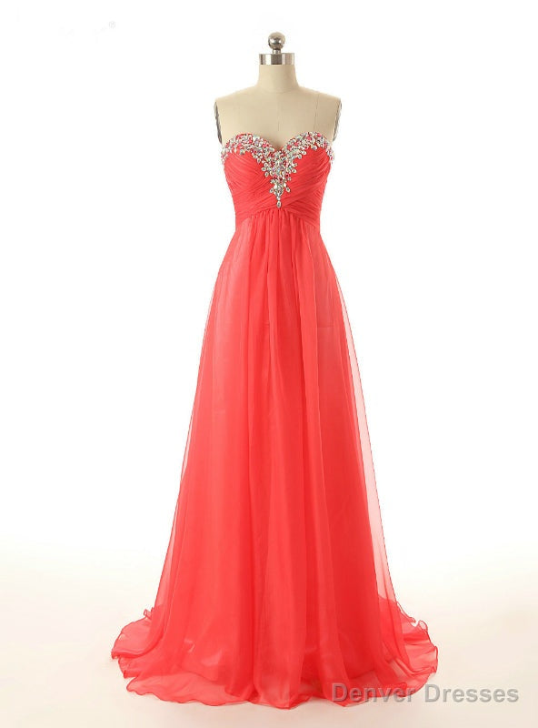 Red Chiffon Sweetheart Beading Bridesmaid Dress