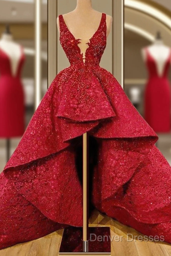 Red Lace Prom Dress Elegant Cocktail Dress Party Sexy Celebrity Dress Main image