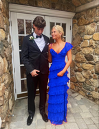 Long Red Prom Dress, Sexy Lace Evening Dress With Slit