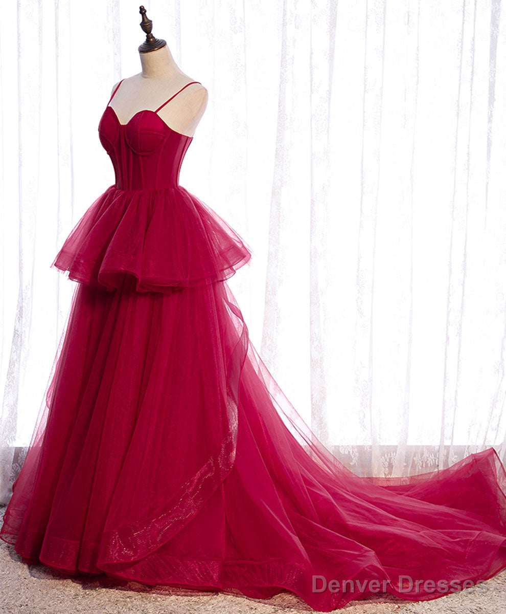 Red Long Prom Dresses, Sweetheart Neck Red Formal Gown Main image