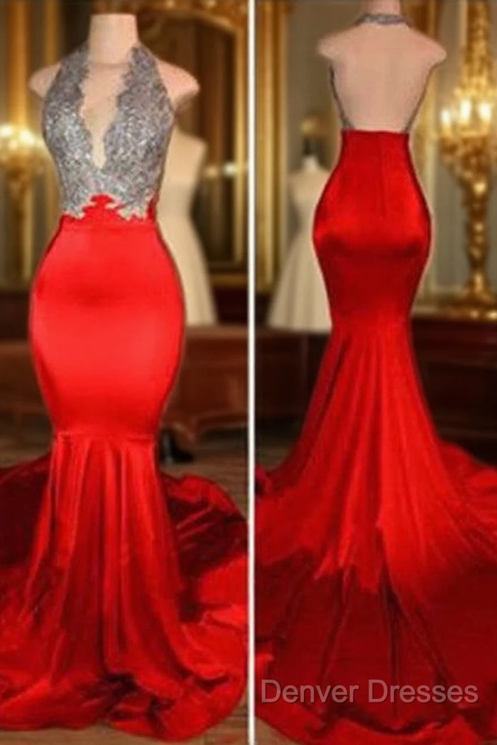 Red Mermaid Prom Dress,Backless Prom Dress,Evening Gowns,Formal Dress