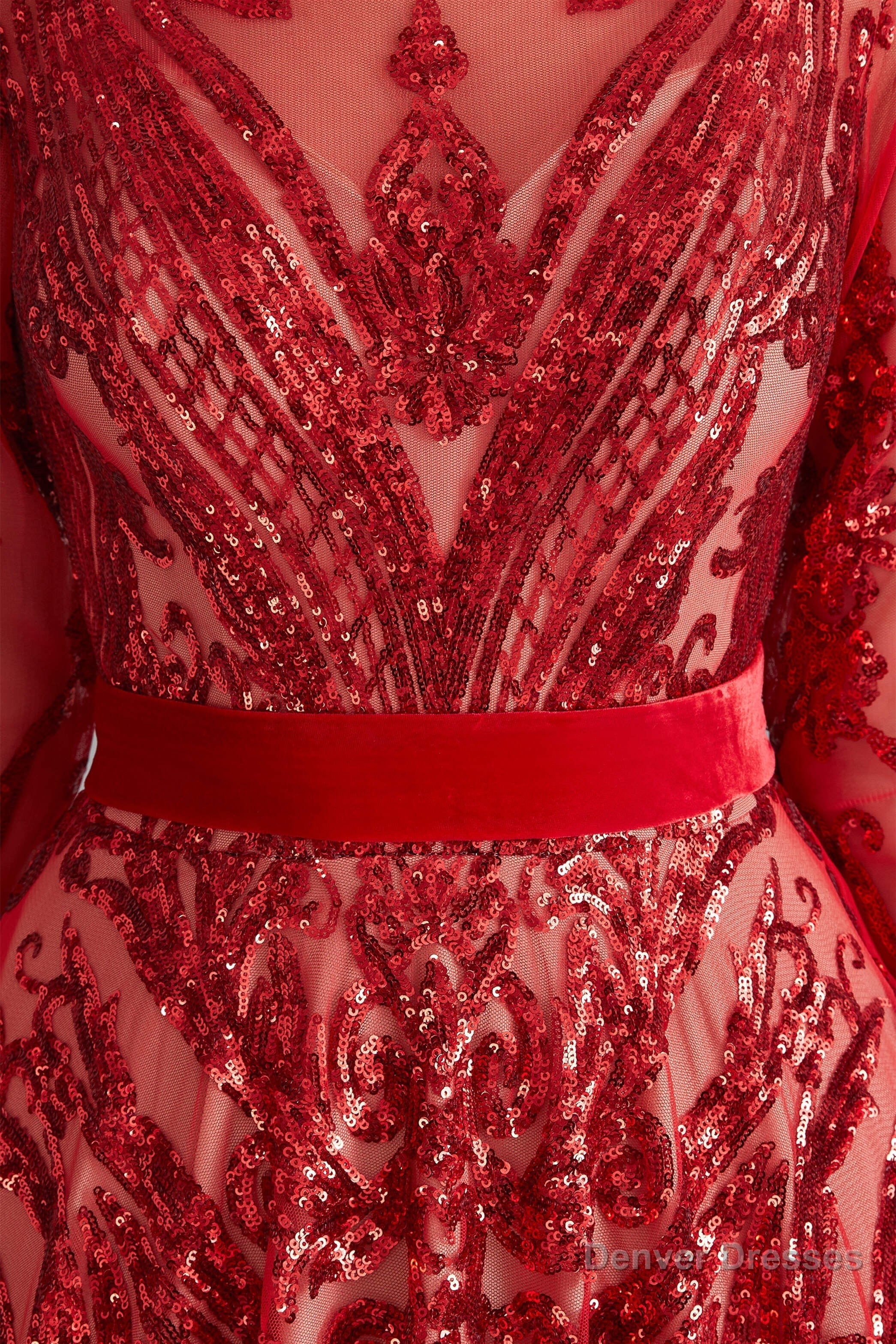 A-Line Luxury Sequins Long Sleeve Backless Prom Dresses