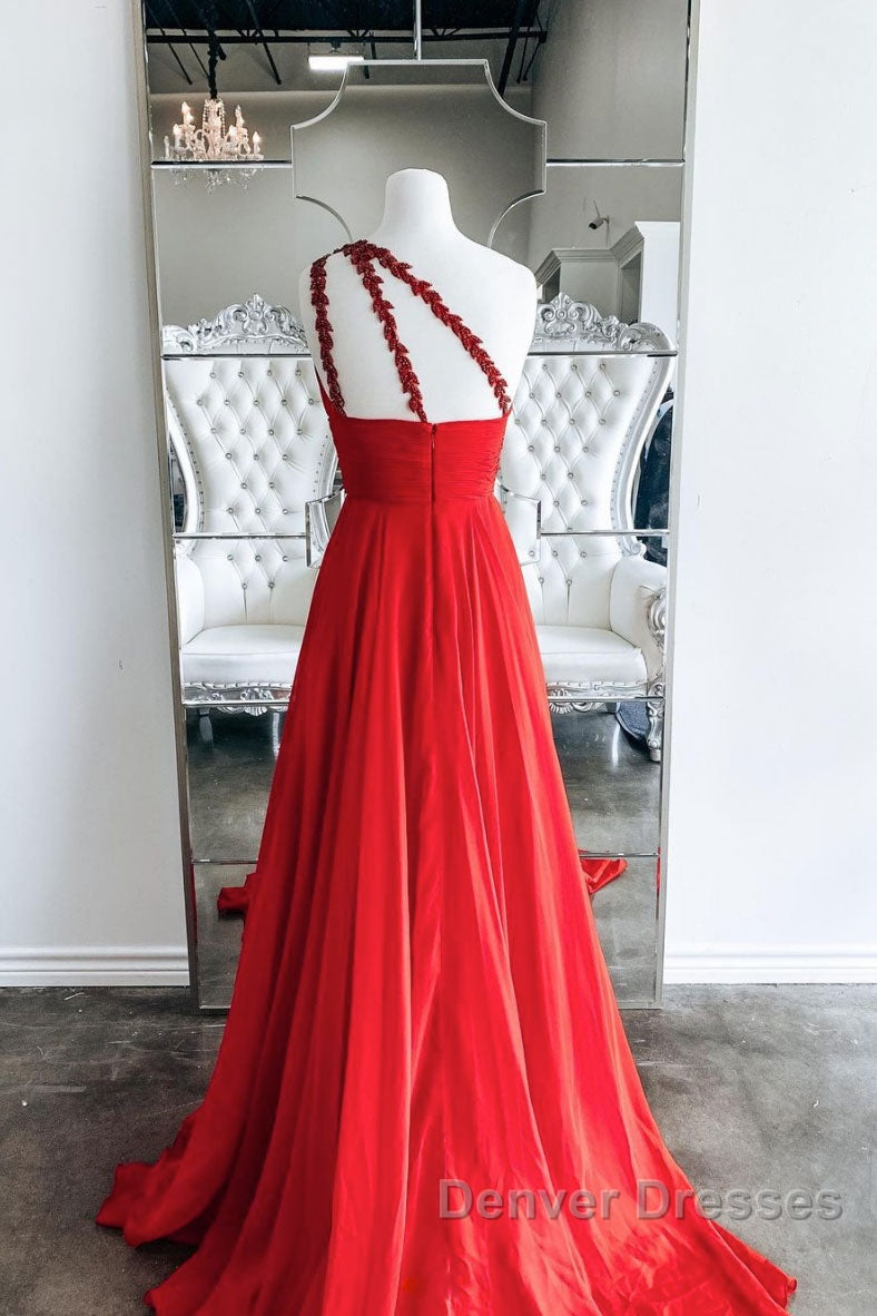 Red one shoulder long prom Dress red evening Dress Secondary image