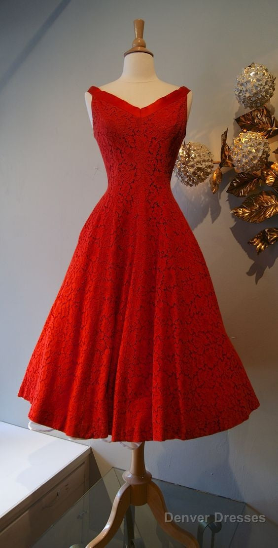 Red Prom Dress,Lace Prom Dress,A Line Prom Dress, Main image
