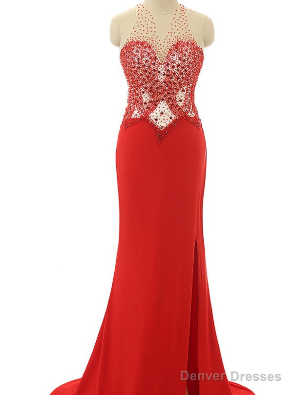 Red Prom Dresses Beading Prom Dresses Mermaid Evening Dresses Main image