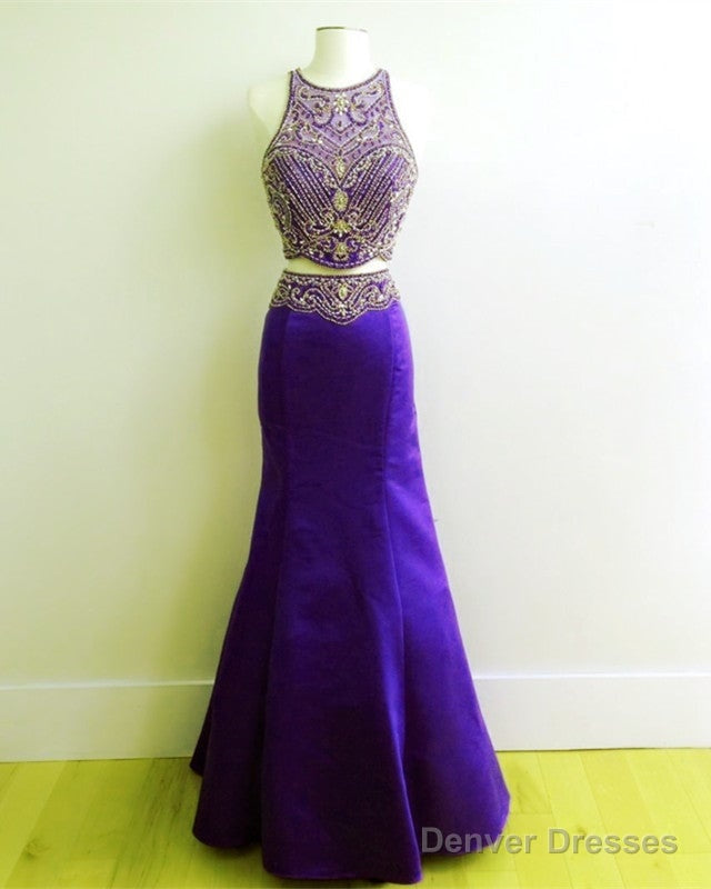 Red Satin Beaded Two Piece Mermaid Formal Gown Secondary image