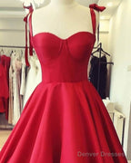 Red Satin Knee Length Corset Dress