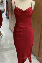 Red Satin Slip Bridesmaid Dress