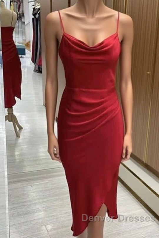 Red Satin Slip Bridesmaid Dress Main image