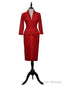 Red Sheath V-neck 3/4 Sleeves Mother Of The Bride Dresses