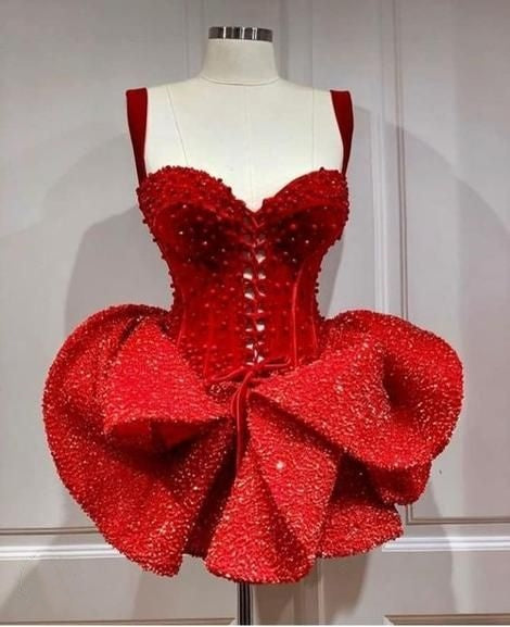 Red Sleeveless Homecoming Dress Sequined Mini Evening Gown,