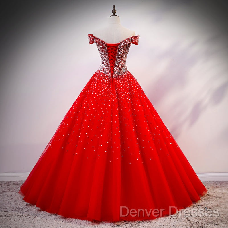 Red Sparkle Tulle Sweetheart Party Dress, Shiny Sweet 16 Dress Secondary image