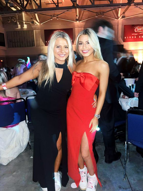 Red Strapless Bow-Knot Slit Prom Dress