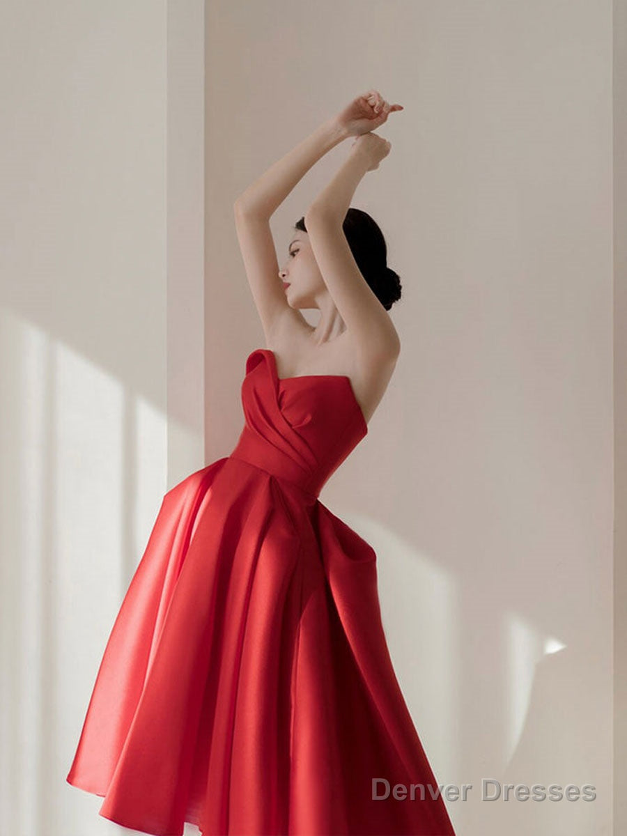 Red Sweetheart Neck Short Prom Dress, Red Party Dress Secondary image