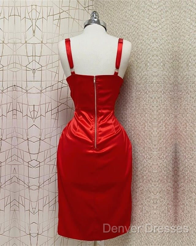 Red Sweetheart Neckline Slit Homecoming Dress Midi Prom Dress Secondary image