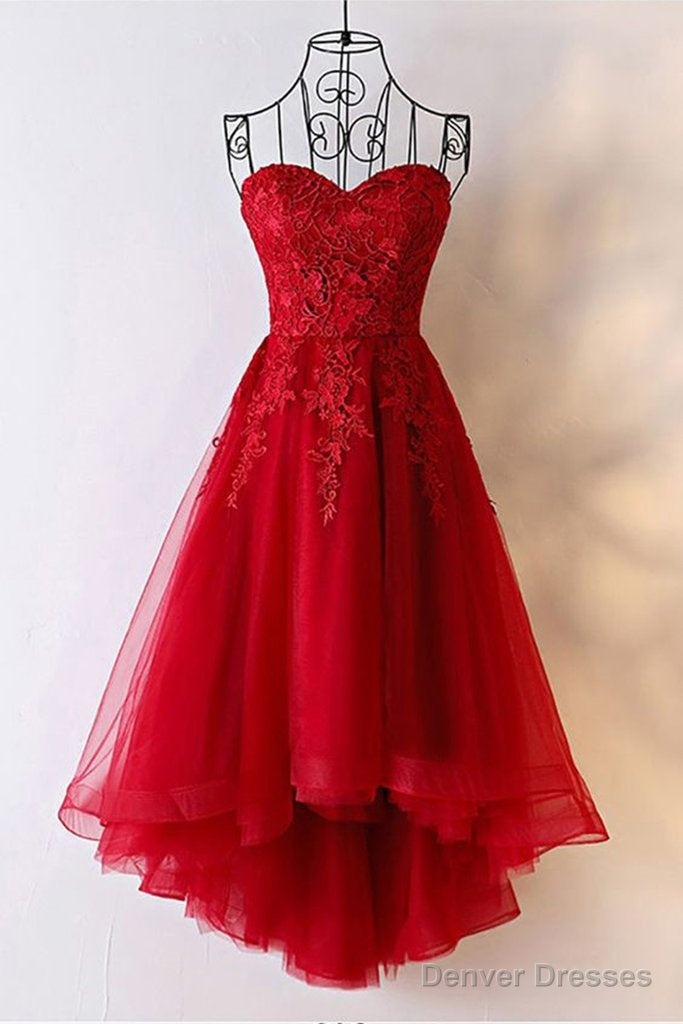 Red Sweetheart Tulle High Low Homecoming Dress , Red Party Dress Secondary image