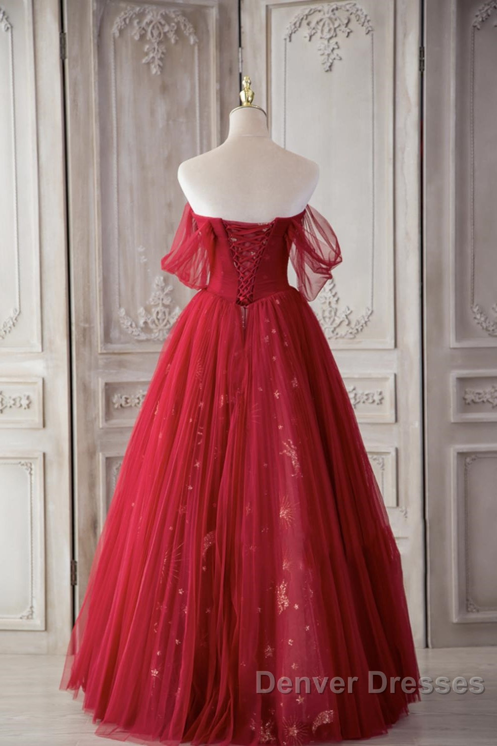 Red Sweetheart Tulle Long Beautiful Prom Dress, Wine Red Party Dress Evening Gown