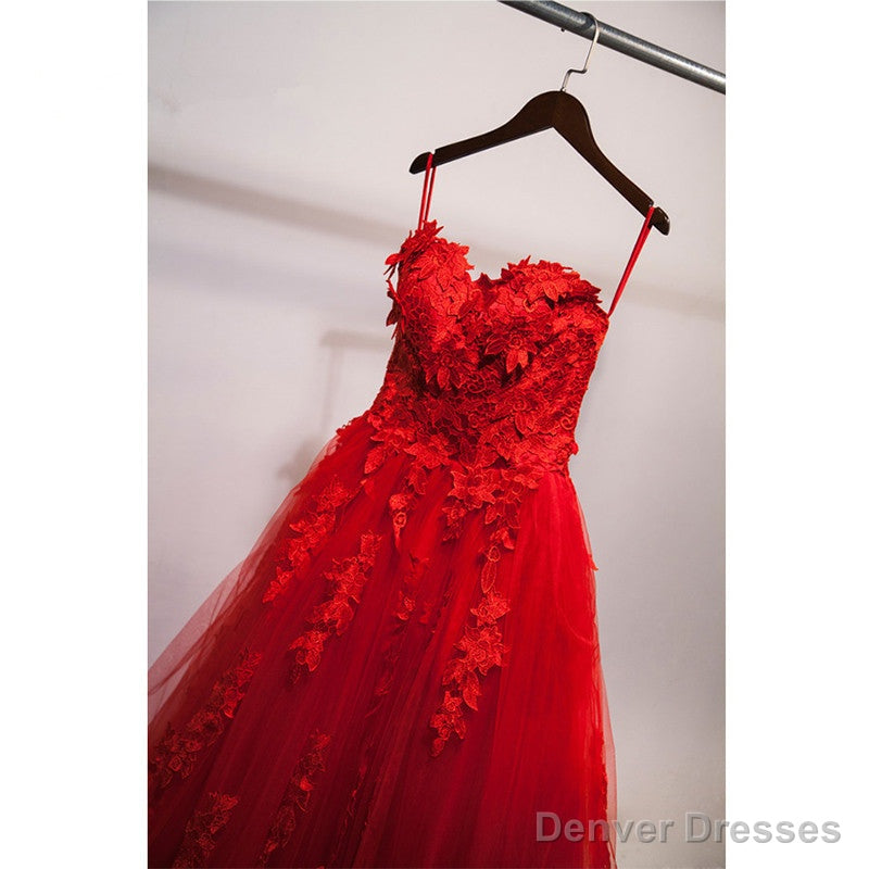 Red Sweetheart Tulle with Applique Party Dress , Tulle Formal Gowns Secondary image