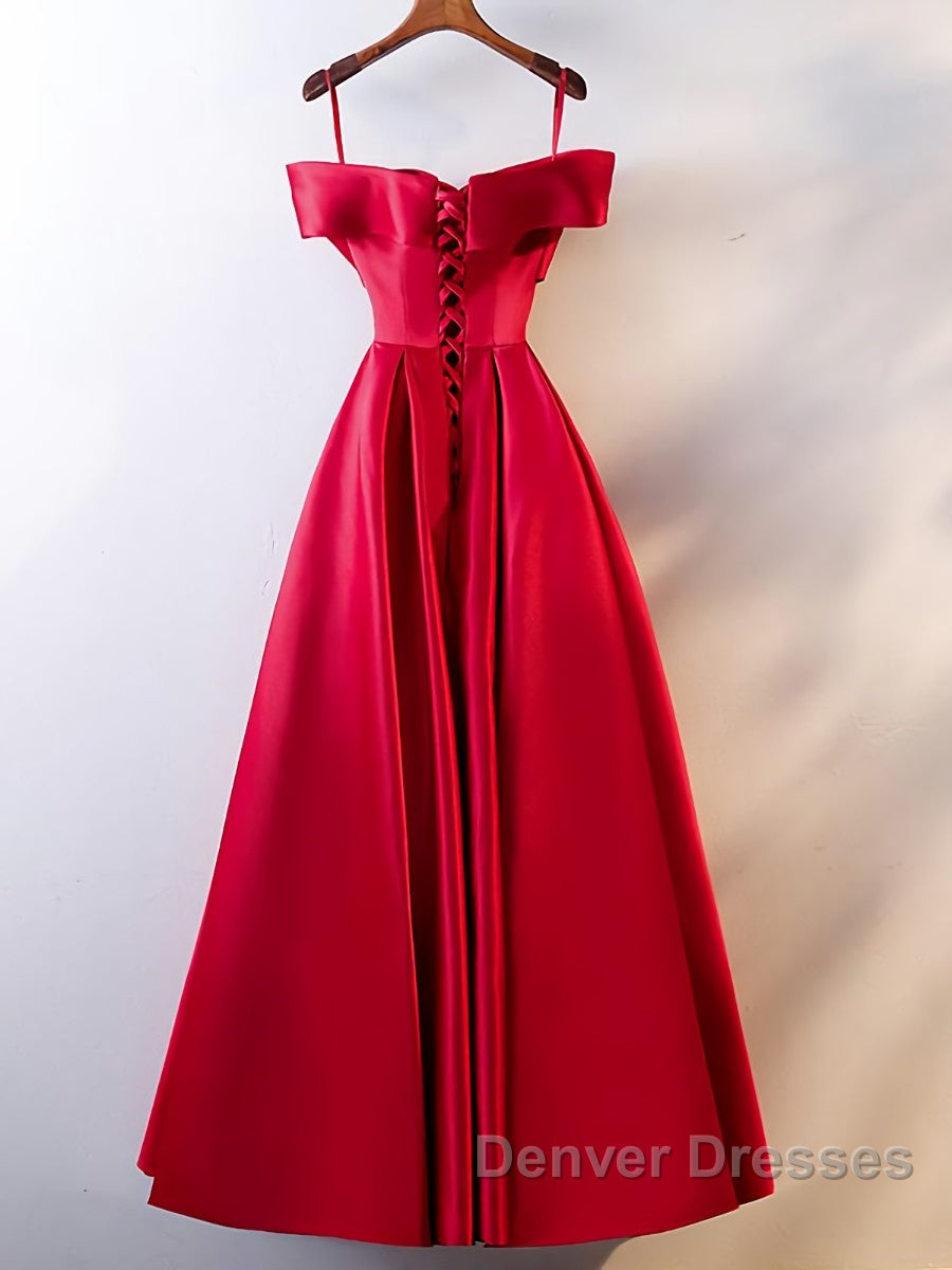 Red Tea Length Prom Dress, Red Tea Length Formal Bridesmaid Dress