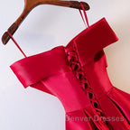 Red Tea Length Prom Dress, Red Tea Length Formal Bridesmaid Dress