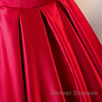 Red Tea Length Prom Dress, Red Tea Length Formal Bridesmaid Dress