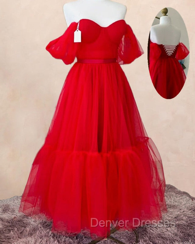 Red Tulle Ankle Length Ruffle Dress Secondary image