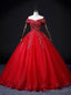 Red Tulle Off the Shoulder Beading Quinceanera Dress