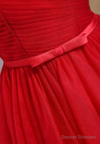 Red Tulle Short Prom Dresses,A-Line Semi Formal Dress