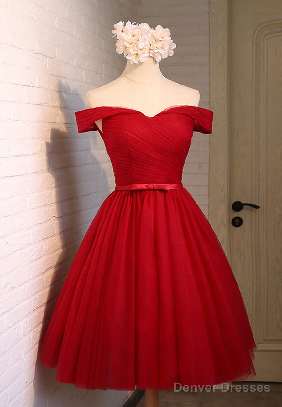 Red Tulle Short Prom Dresses,A-Line Semi Formal Dress Main image