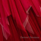 Red V Neck Long Prom Dress with Corset Back, Red Floor Length Prom Gown, Evening Dress