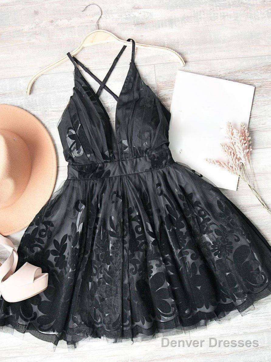 Red V Neck Tulle Lace Short Dress, Red Homecoming Dress