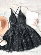 Red v neck tulle lace short prom Dress,Mini homecoming Dress cocktail Dress