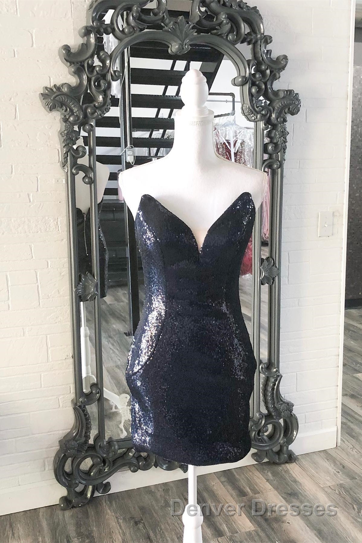 Blue Sequin Strapless Bodycon Homecoming Dress Secondary image