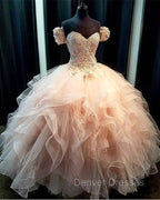 Removable Sleeves Lace Sweetheart Organza Ruffles Ball Gown Quinceanera Dress