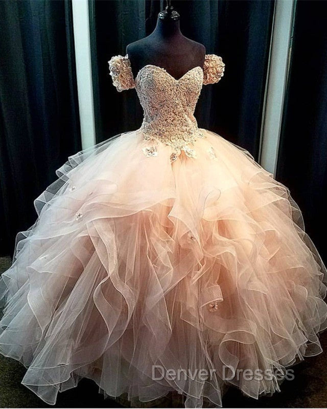 Removable Sleeves Lace Sweetheart Organza Ruffles Ball Gown Quinceanera Dress