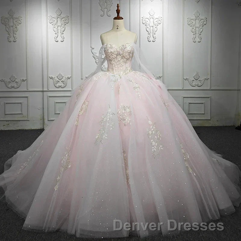 Renata | Blush Ball Gown Lace Strapless Sleeveless Quinceanera Dress Secondary image