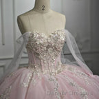 Renata | Blush Ball Gown Lace Strapless Sleeveless Quinceanera Dress