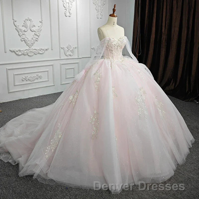 Renata | Blush Ball Gown Lace Strapless Sleeveless Quinceanera Dress